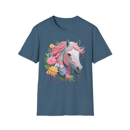 Unisex Horse Shirt Softstyle Cotton Tee With Animal Print Design