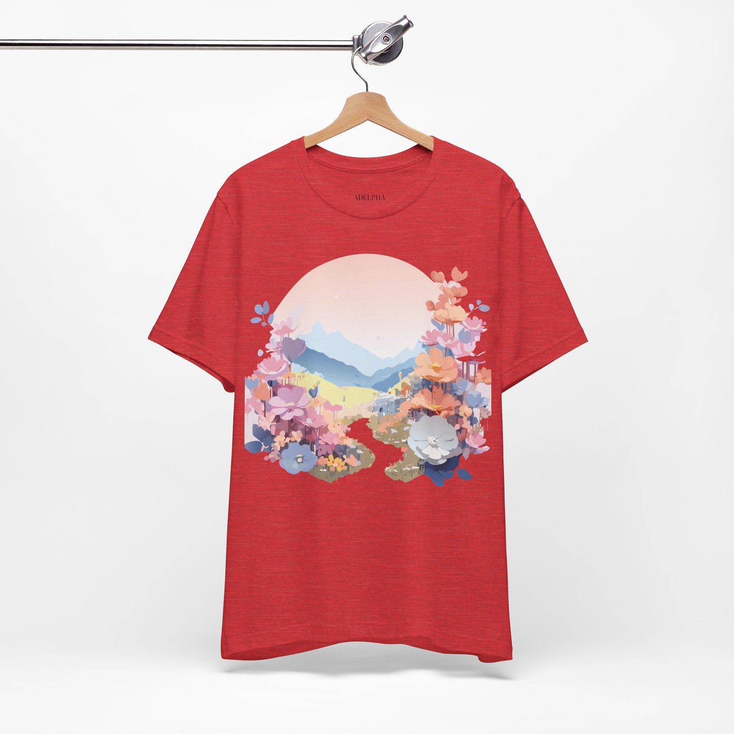 Natural Cotton Tee Shirt with Flowers