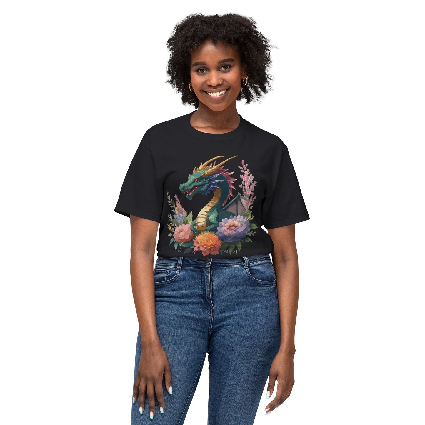 Dragon T-Shirt, Vintage Dragon Tee, Floral Tees, Dragon Art Design Shirt, Tee Shirt with Dragon 7