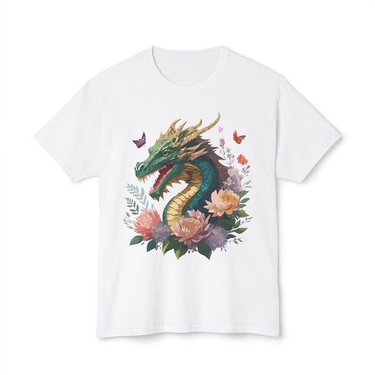 Dragon T-Shirt, Vintage Dragon Tee, Floral Tees, Dragon Art Design Shirt, Tee Shirt with Dragon 3