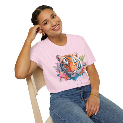 Tiger Shirt Unisex Animal Tee Gildan Softstyle 64000 Cotton Tee