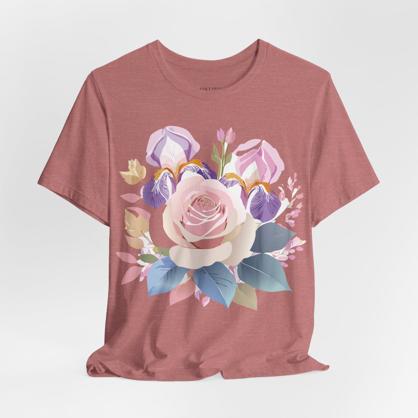 Natural Cotton Tee Shirt with Flowers