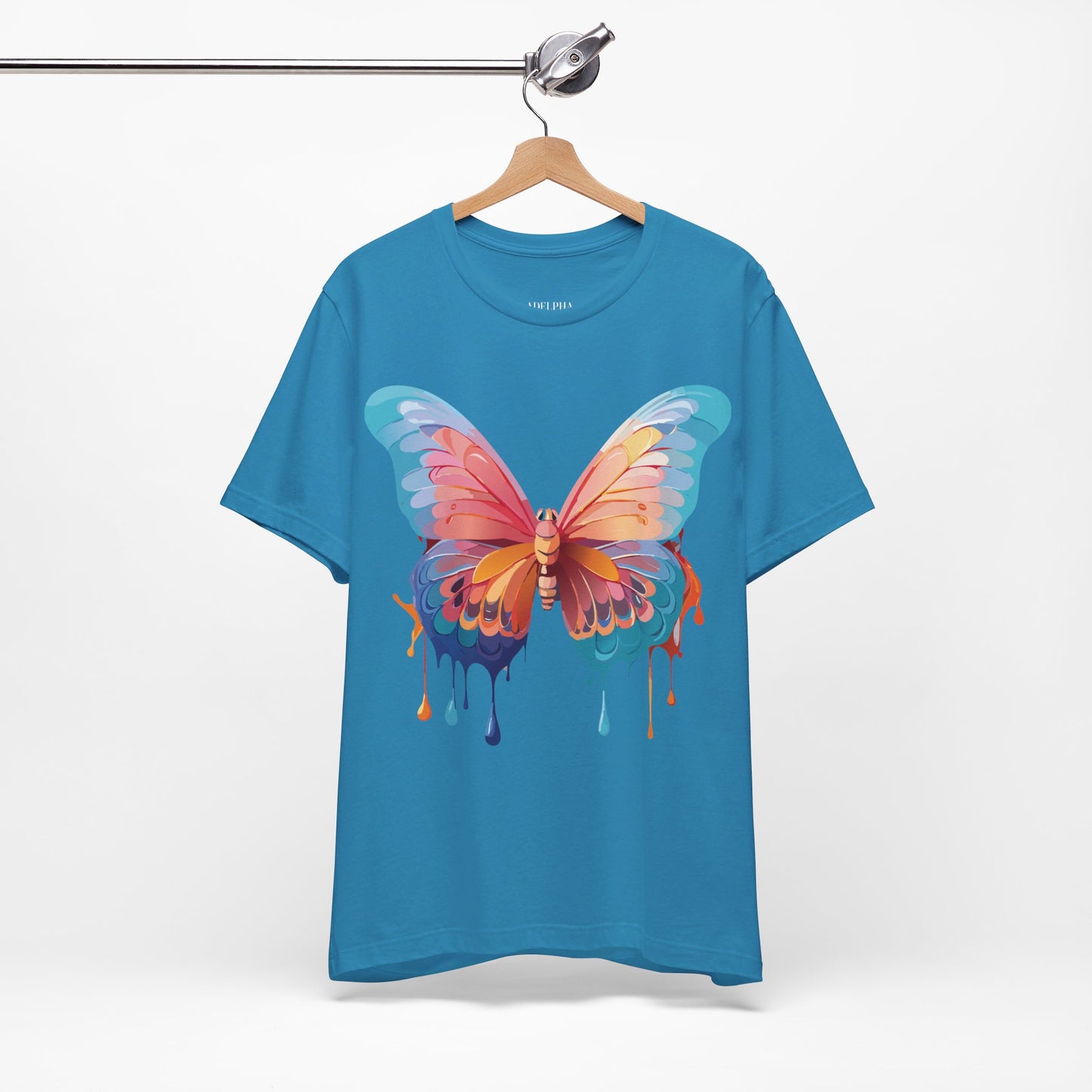 Natural Cotton Tee Shirt with Butterfly