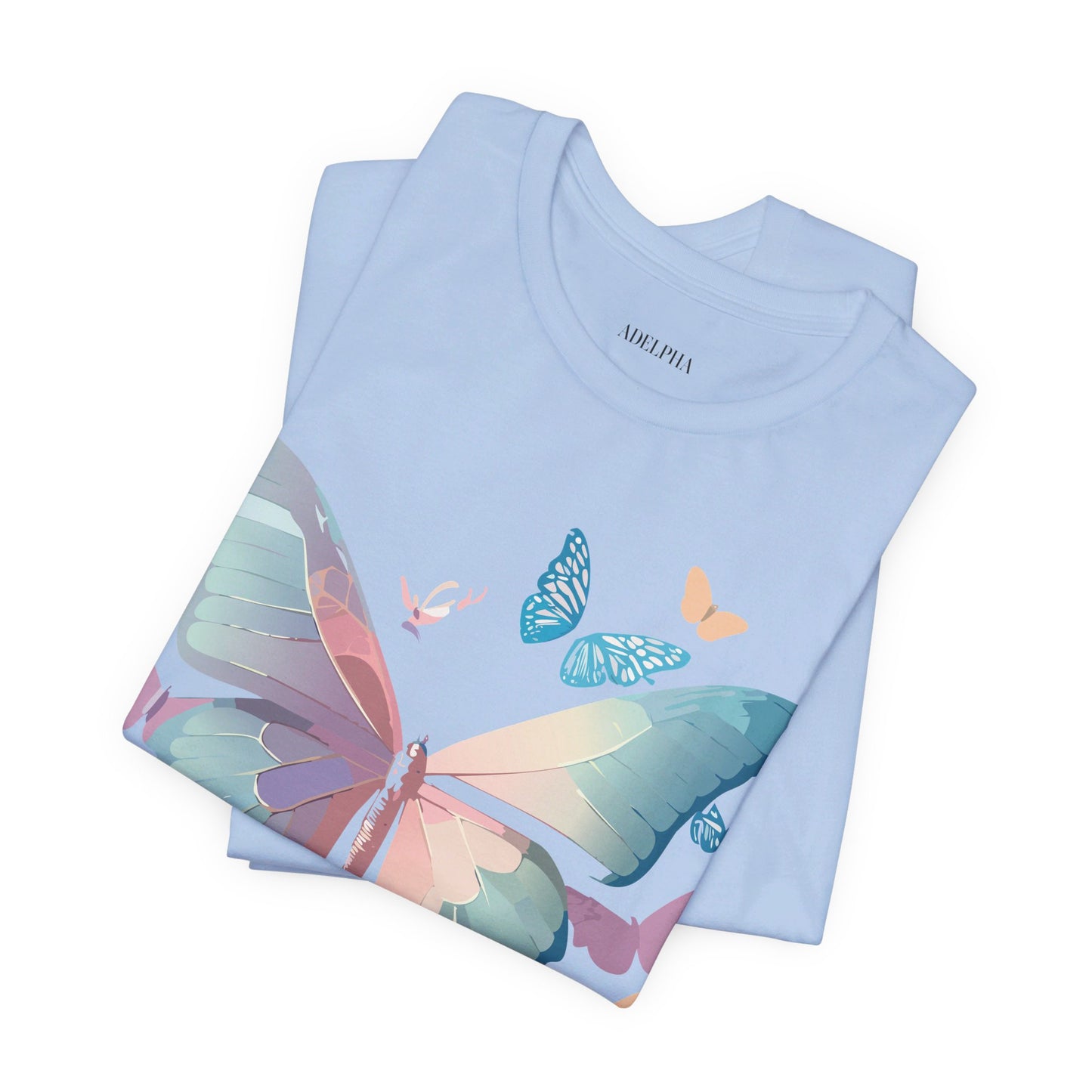 Natural Cotton Tee Shirt with Butterfly