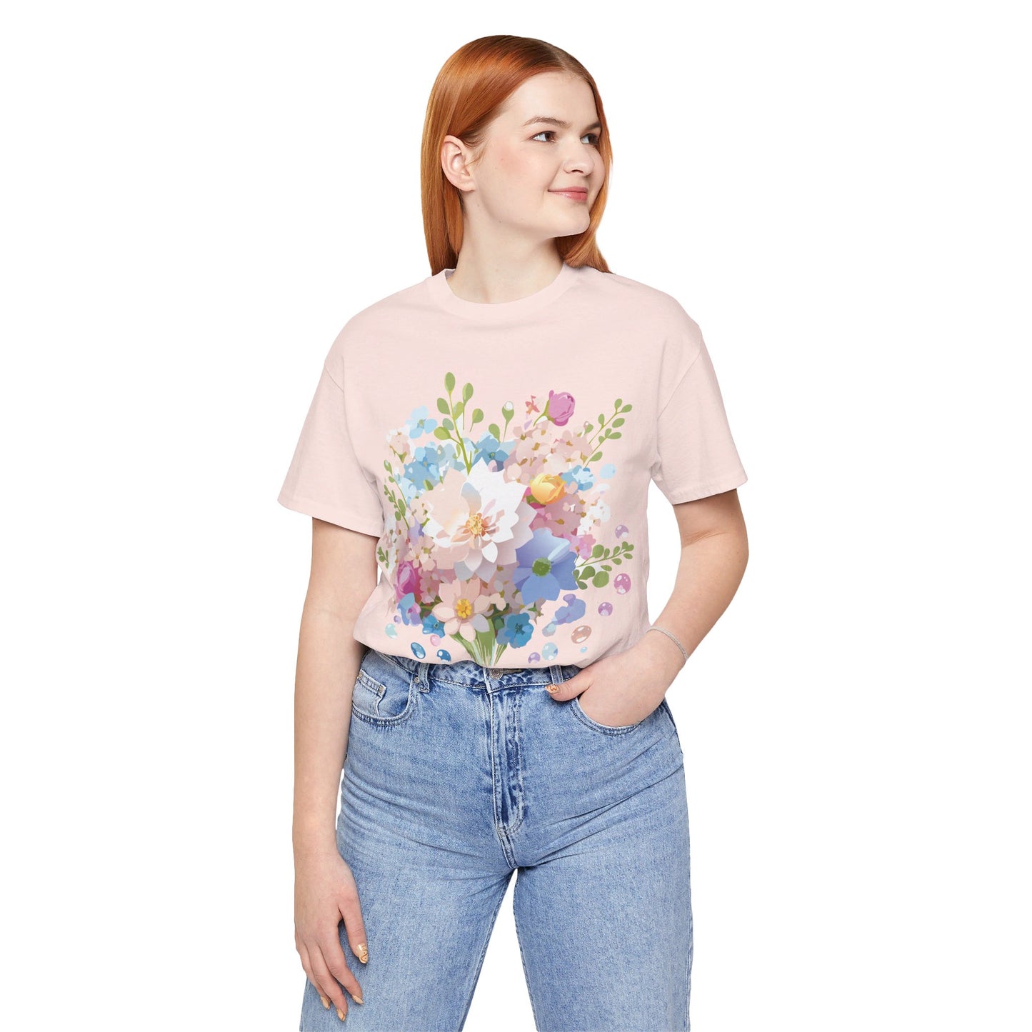 T-Shirt aus natürlicher Baumwolle mit Blumen