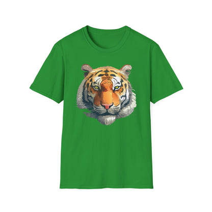 Tiger Print T Shirt Unisex Animal Tee 100 Percent Cotton Softstyle Gildan 64000