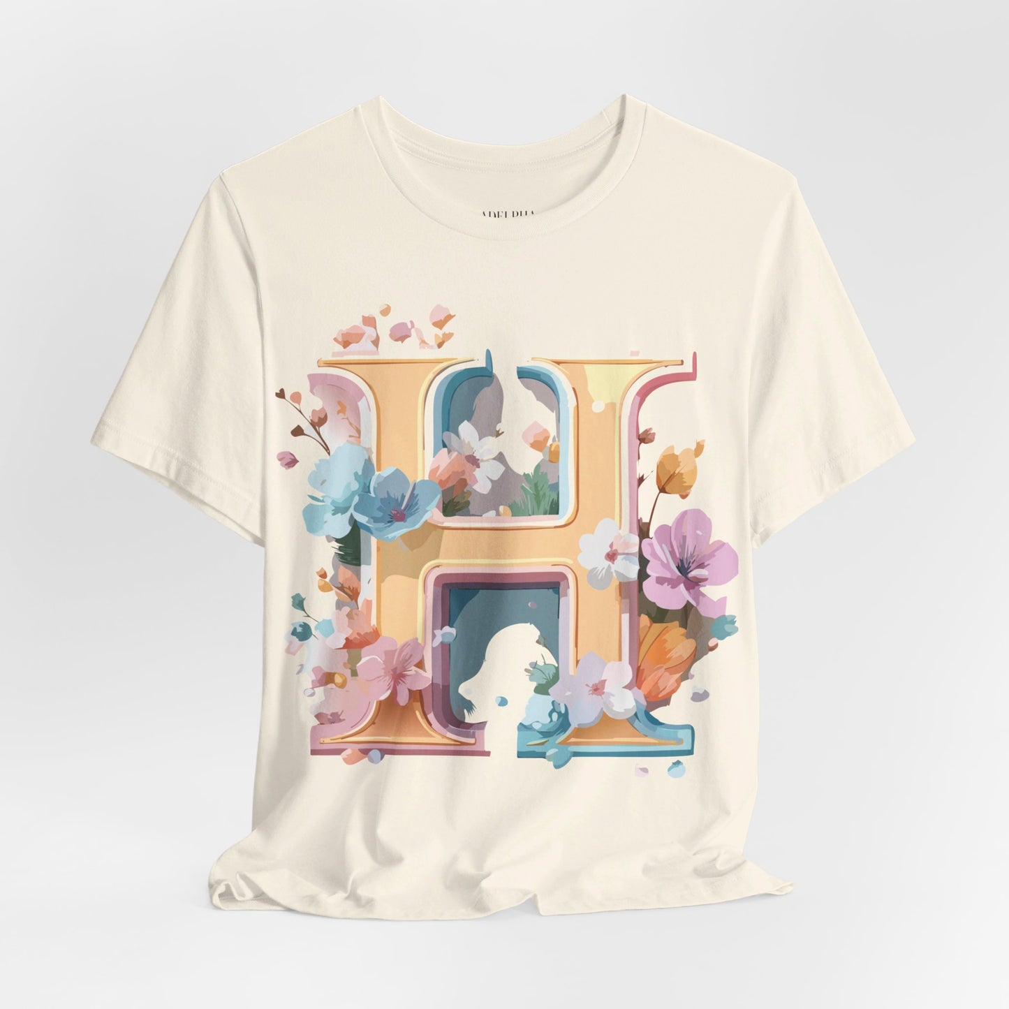 Natural Cotton Tee Shirt - Letters Collection - H