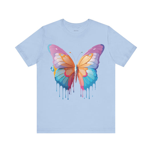 Natural Cotton Tee Shirt with Butterfly