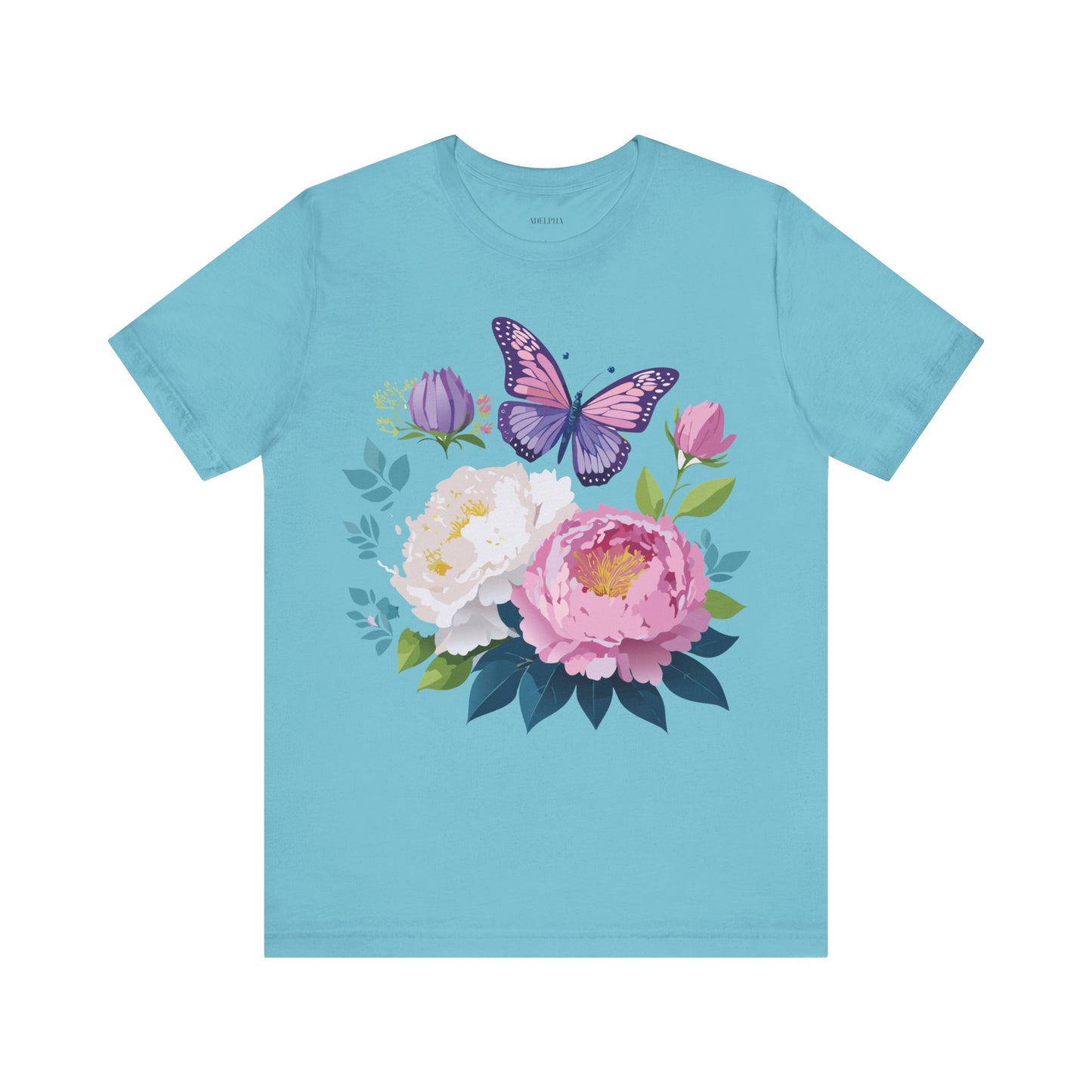 Natural Cotton Tee Shirt with Flowers