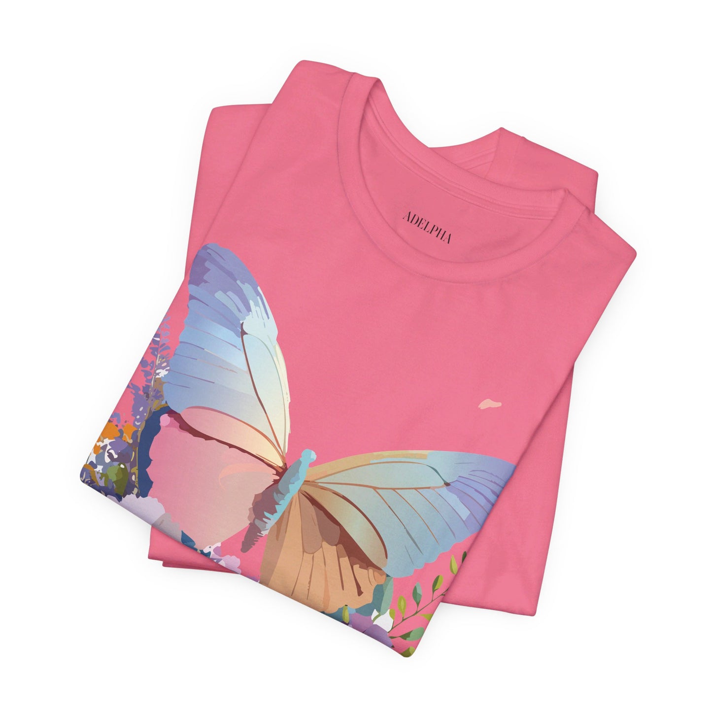 Natural Cotton Tee Shirt with Butterfly