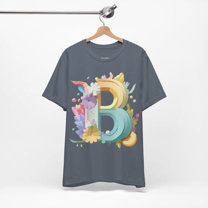 Natural Cotton Tee Shirt - Letters Collection - B Printify