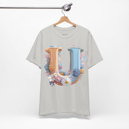 Natural Cotton Tee Shirt - Letters Collection - U Printify