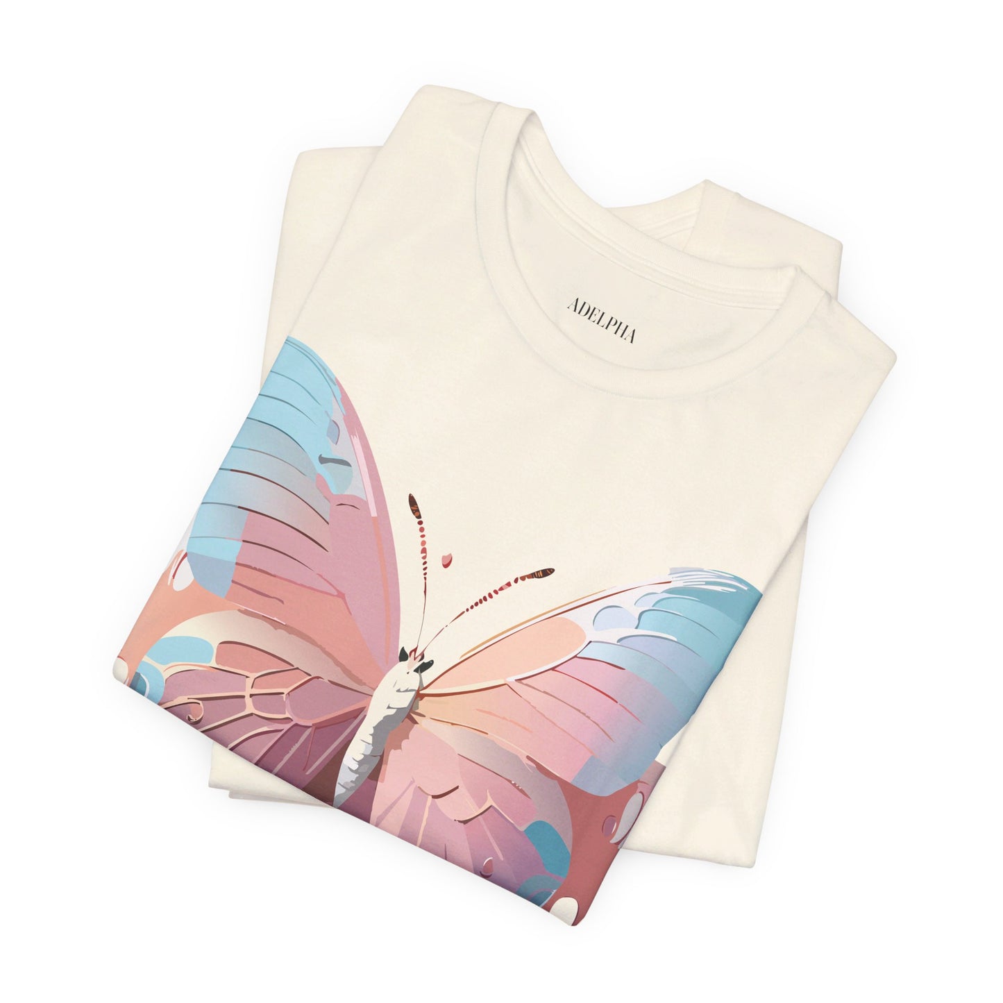 Natural Cotton Tee Shirt with Butterfly