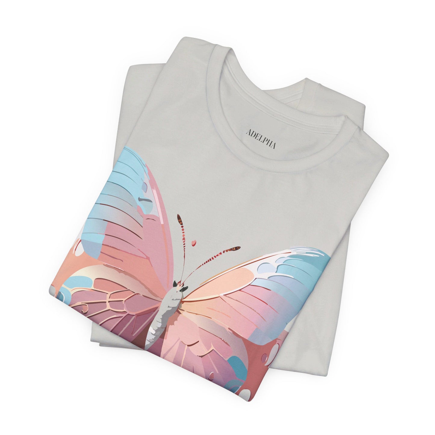 Natural Cotton Tee Shirt with Butterfly