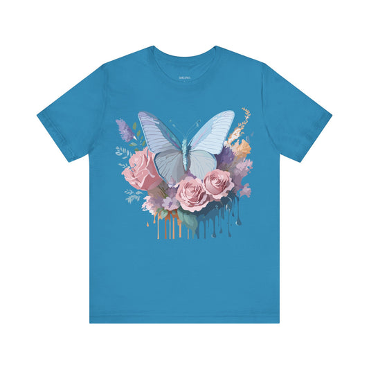 Natural Cotton Tee Shirt with Butterfly