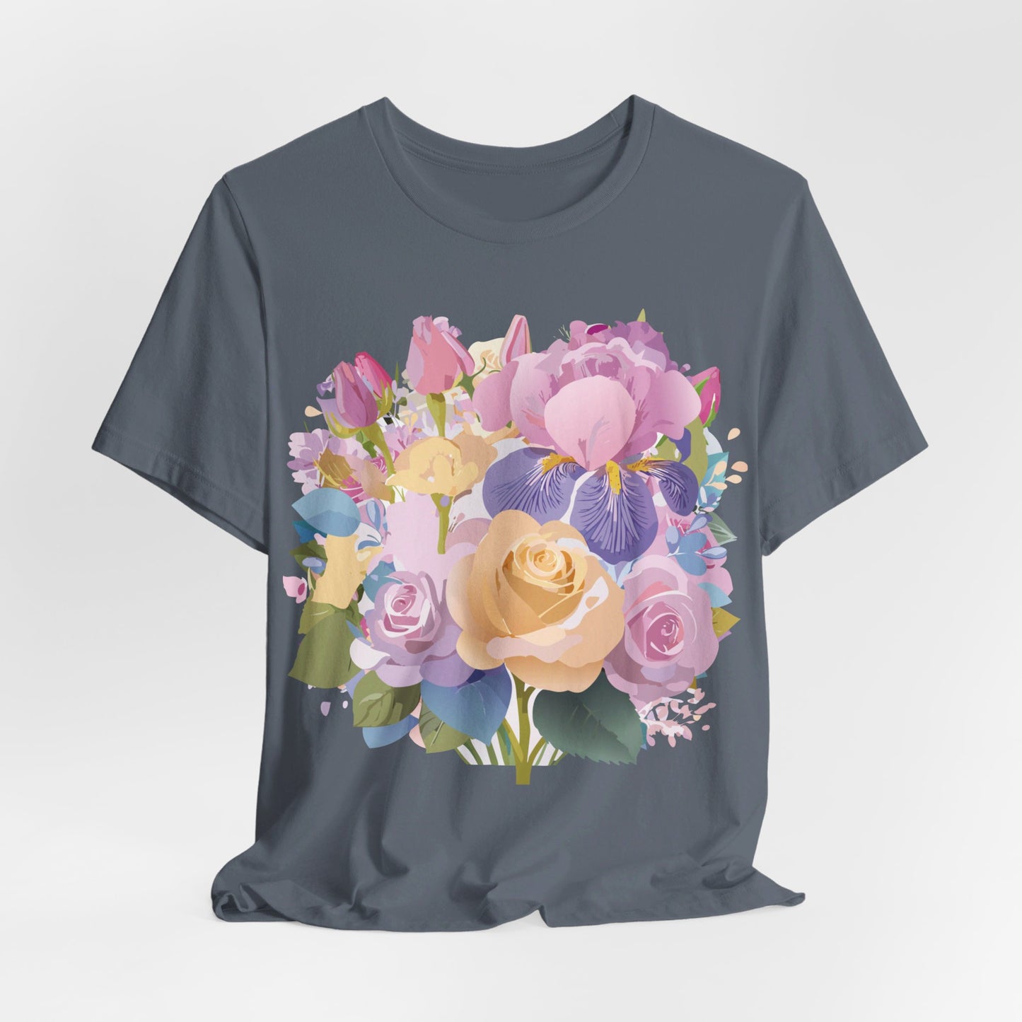 Natural Cotton Tee Shirt with Flowers