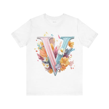 Natural Cotton Tee Shirt - Letters Collection - V Printify