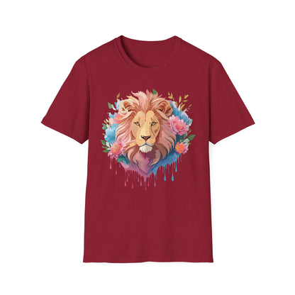 Lion Shirt Unisex Floral Lion Tee 100 Percent Cotton Softstyle Gildan 64000
