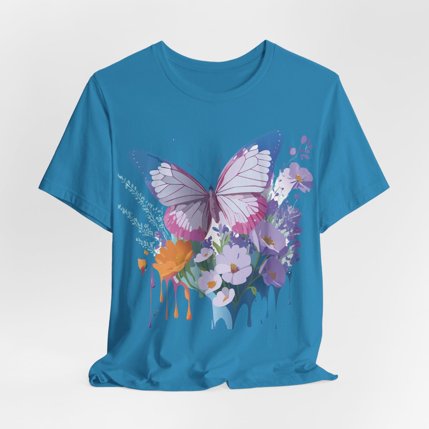 Natural Cotton Tee Shirt with Butterfly