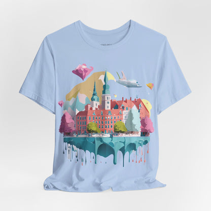 Natural Cotton Tee Shirt - Beautiful Places Collection - Warnemünde and Rostock - Germany Printify