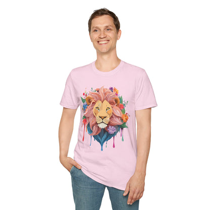 Lion Shirt Unisex Floral Lion Tee Animal Print Softstyle Tee