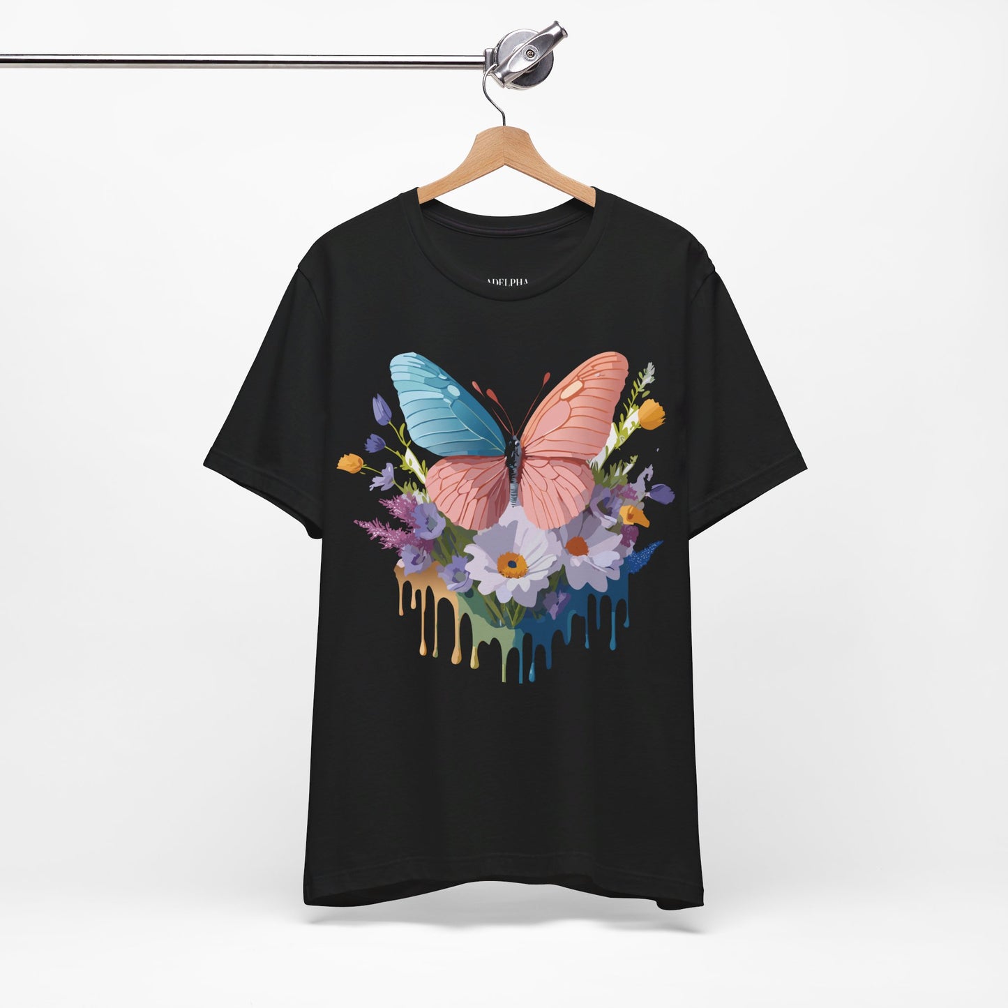 Natural Cotton Tee Shirt with Butterfly