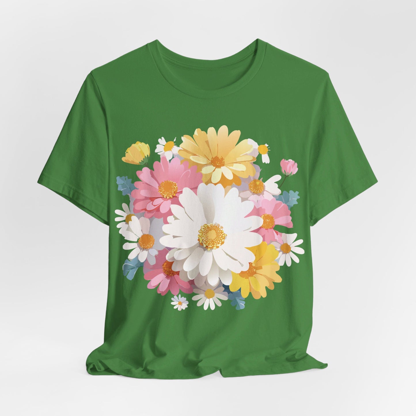 Natural Cotton Tee Shirt with Flowers