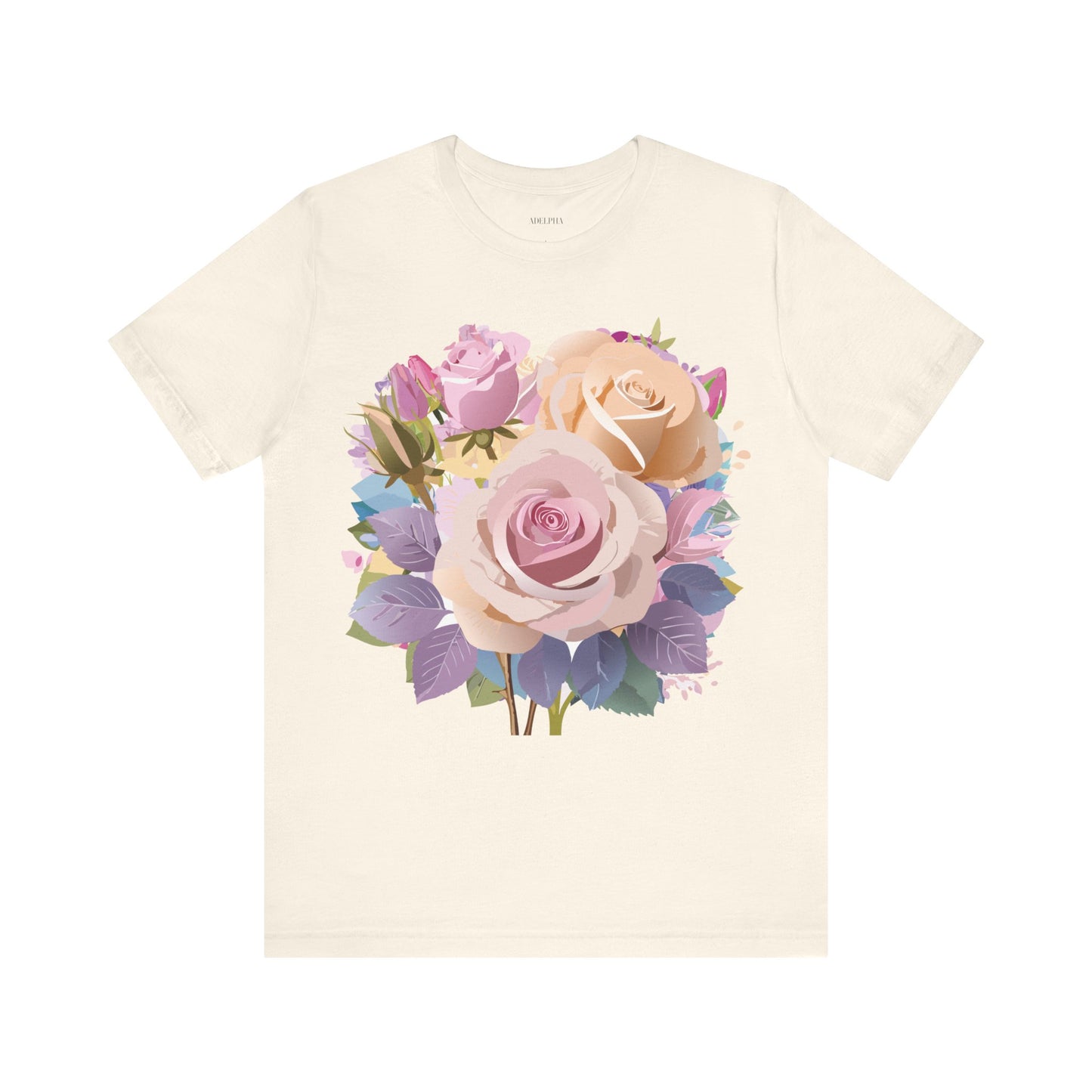 Natural Cotton Tee Shirt with Flowers