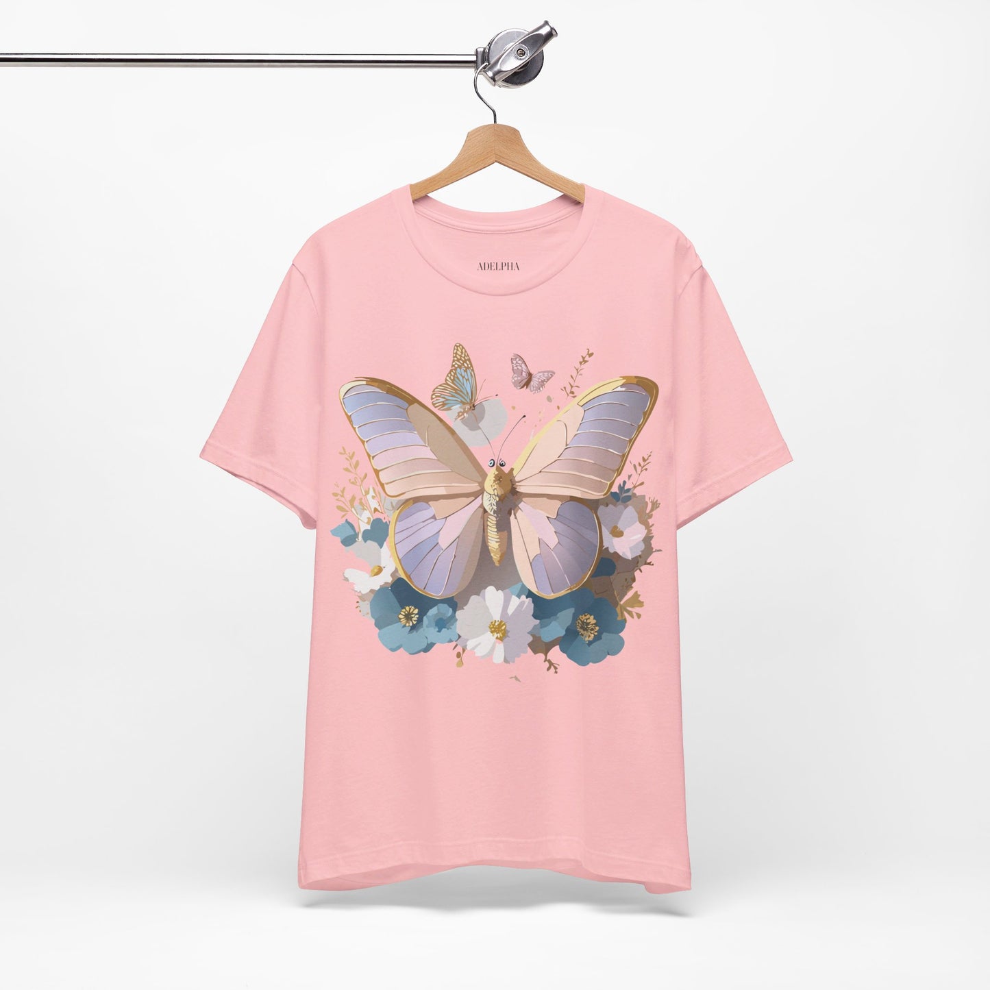 Natural Cotton Tee Shirt with Butterfly