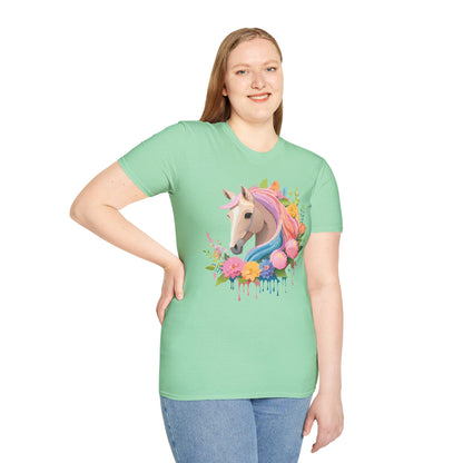 Unisex Horse Shirt Soft Cotton Tee With Animal Artwork Gildan Softstyle