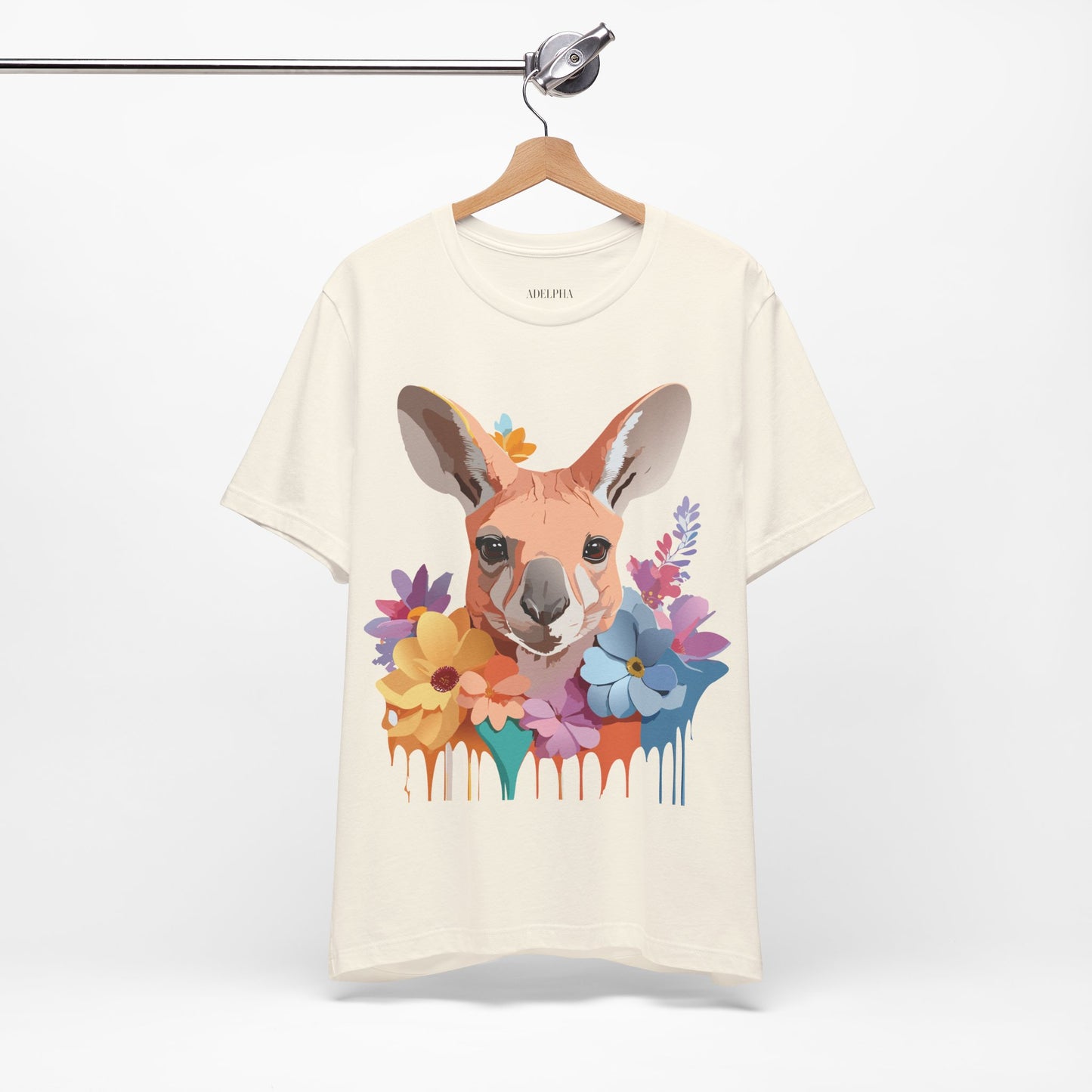 Natural Cotton Tee Shirt with Kangaroo