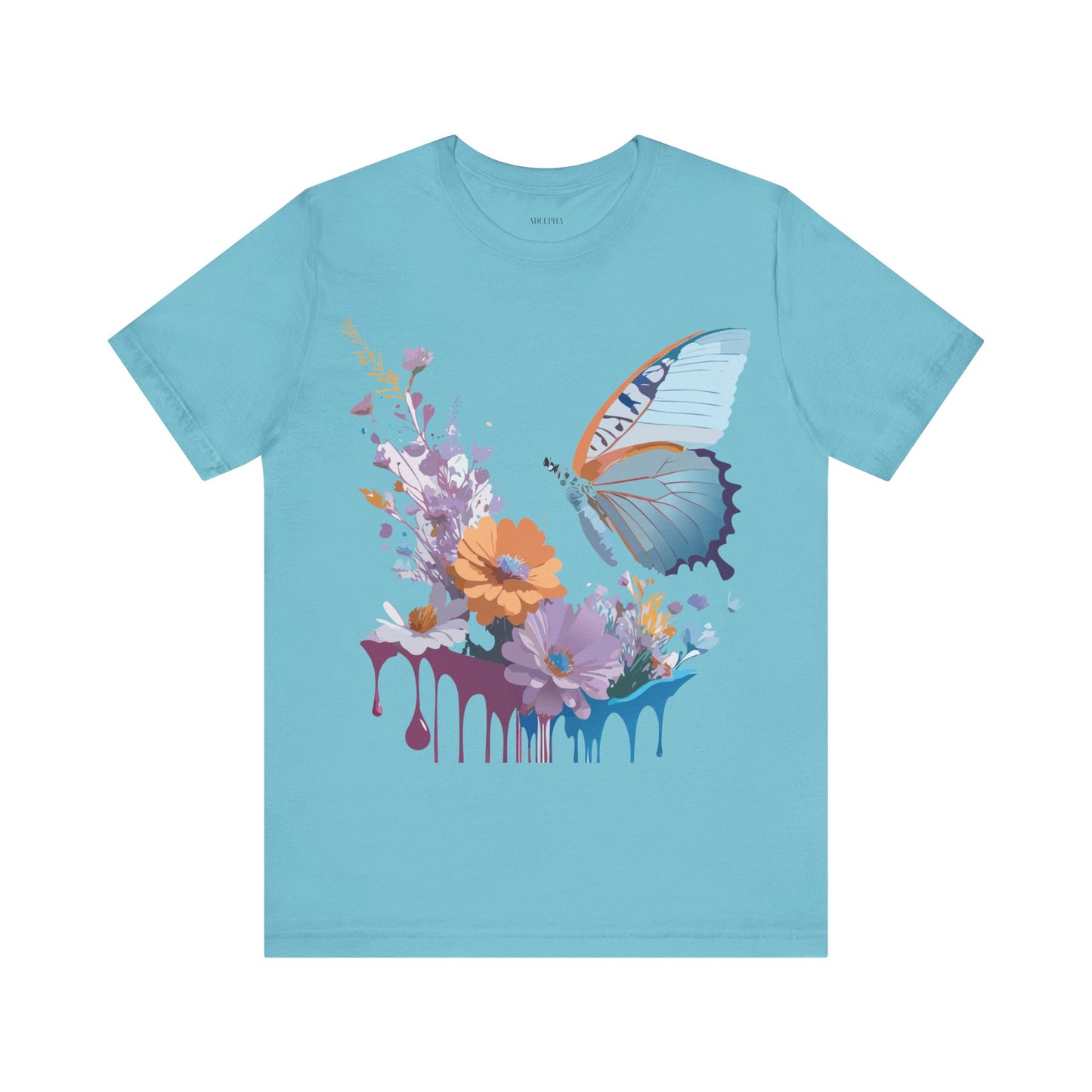 Natural Cotton Tee Shirt with Butterfly