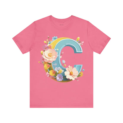 Natural Cotton Tee Shirt - Letters Collection - C Printify