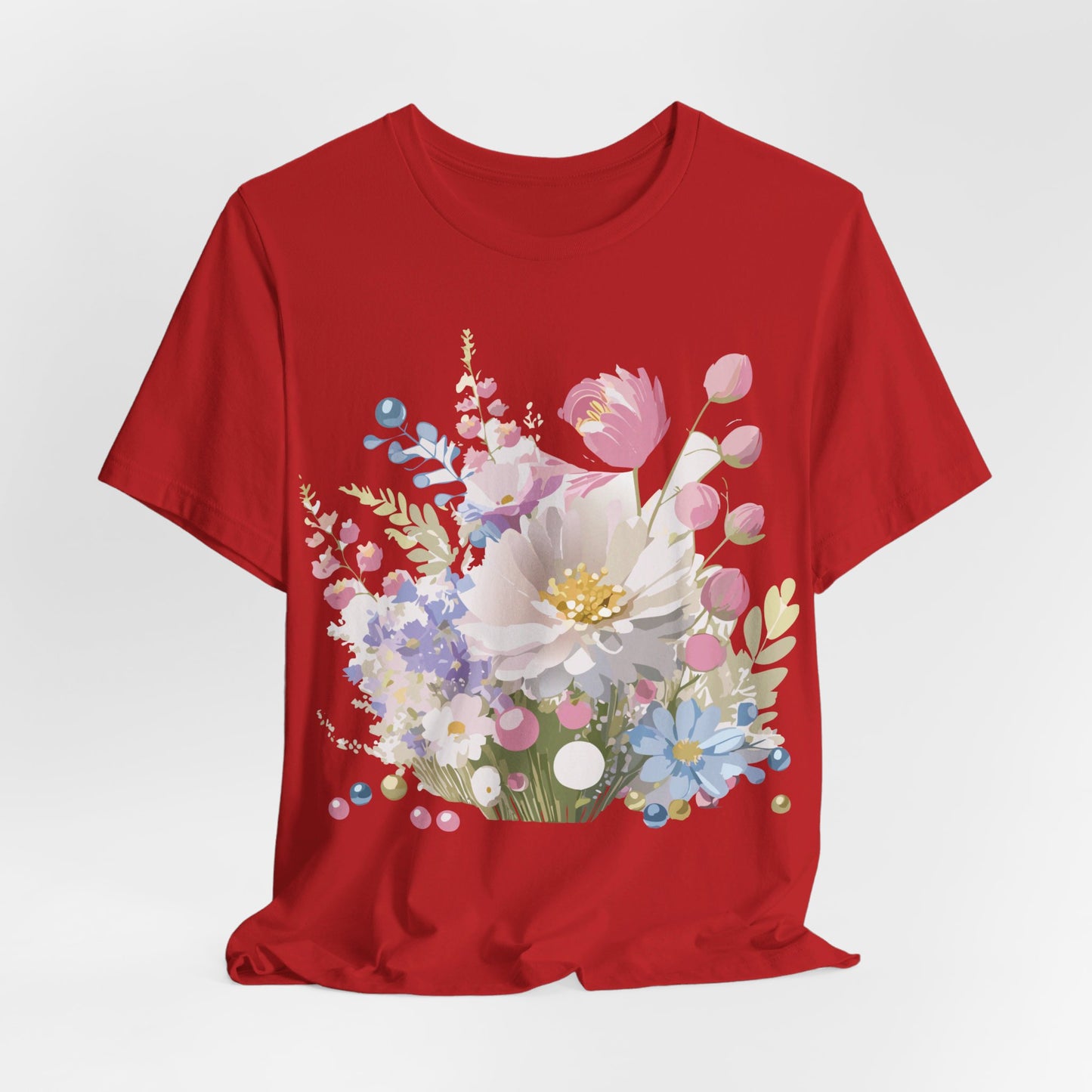 T-shirt en coton naturel avec fleurs