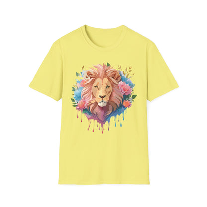 Lion Shirt Unisex Floral Lion Tee 100 Percent Cotton Softstyle Gildan 64000