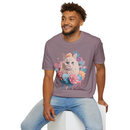 Cat Shirt Unisex Short Sleeve Cat Tee Kitten Design Gildan Softstyle 64000 Tee