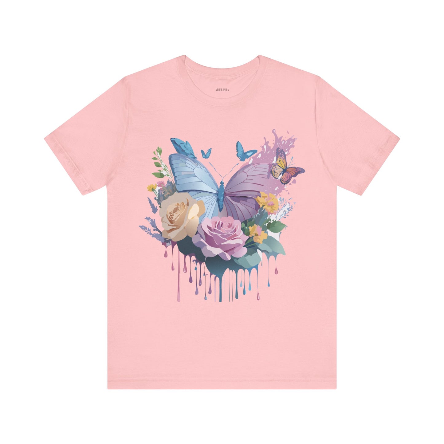 Natural Cotton Tee Shirt with Butterfly