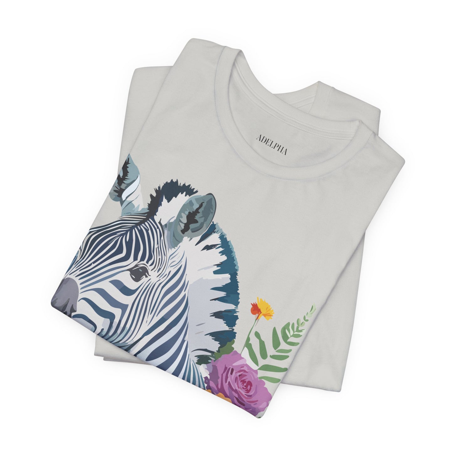 Natural Cotton Tee Shirt with Zebra