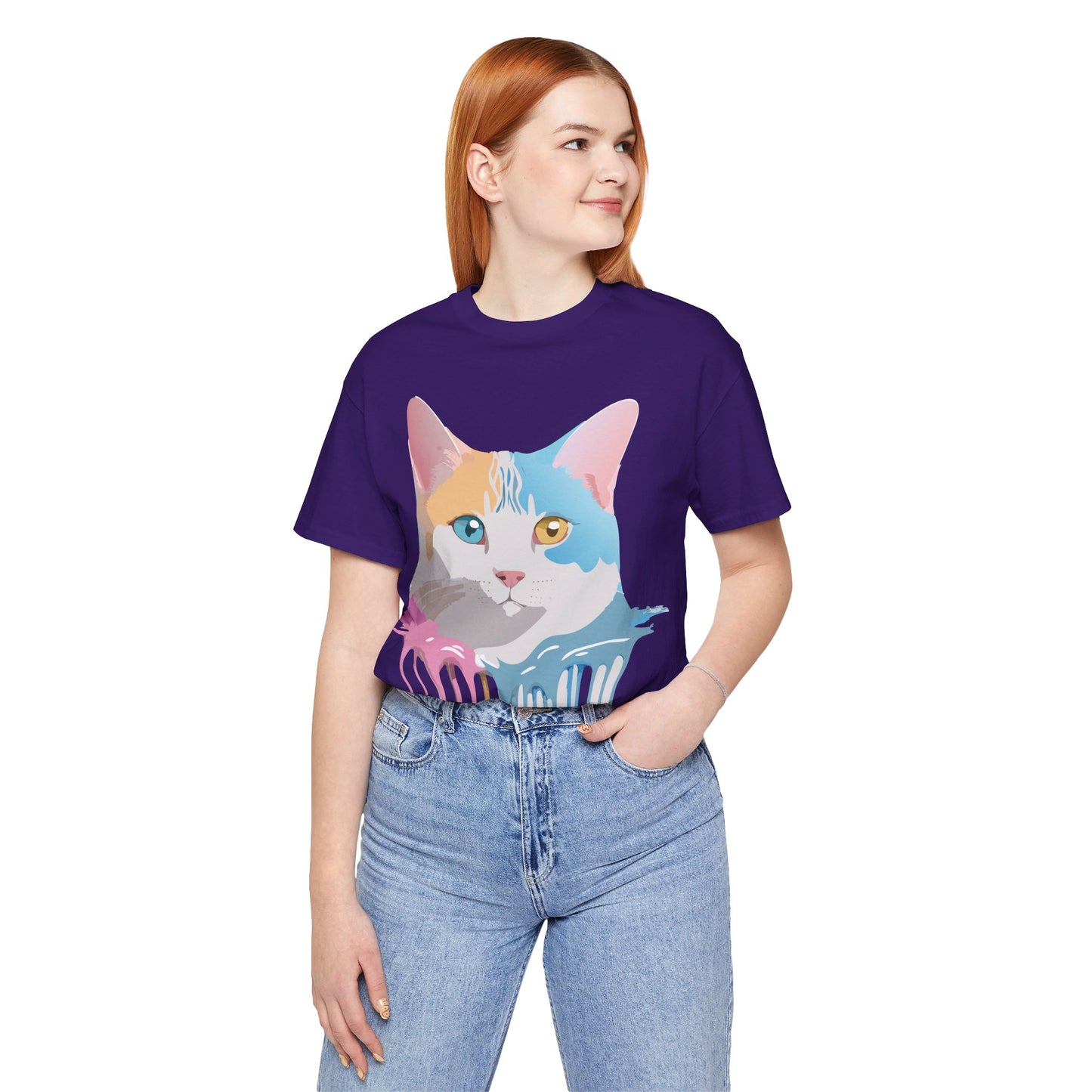 Natural Cotton Tee Shirt with Cat