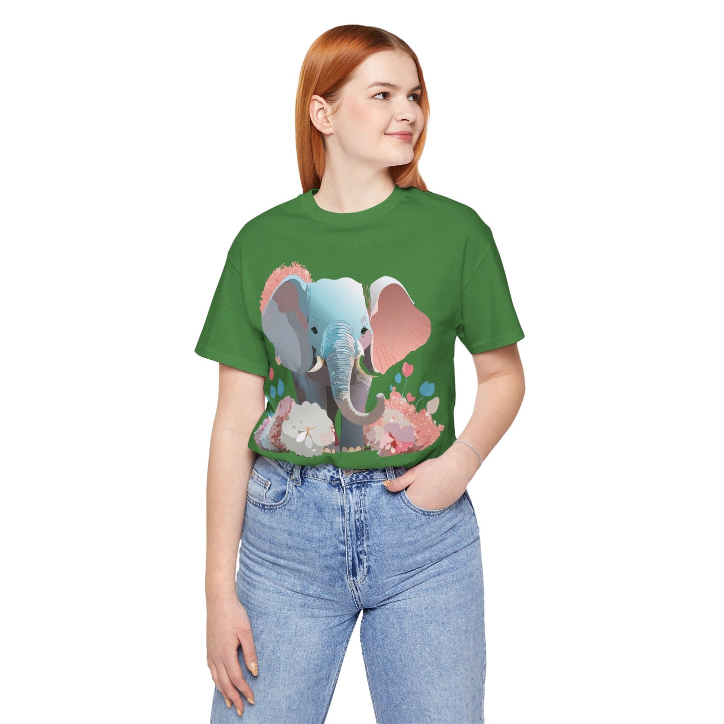 Natural Cotton Tee Shirt with Elephant