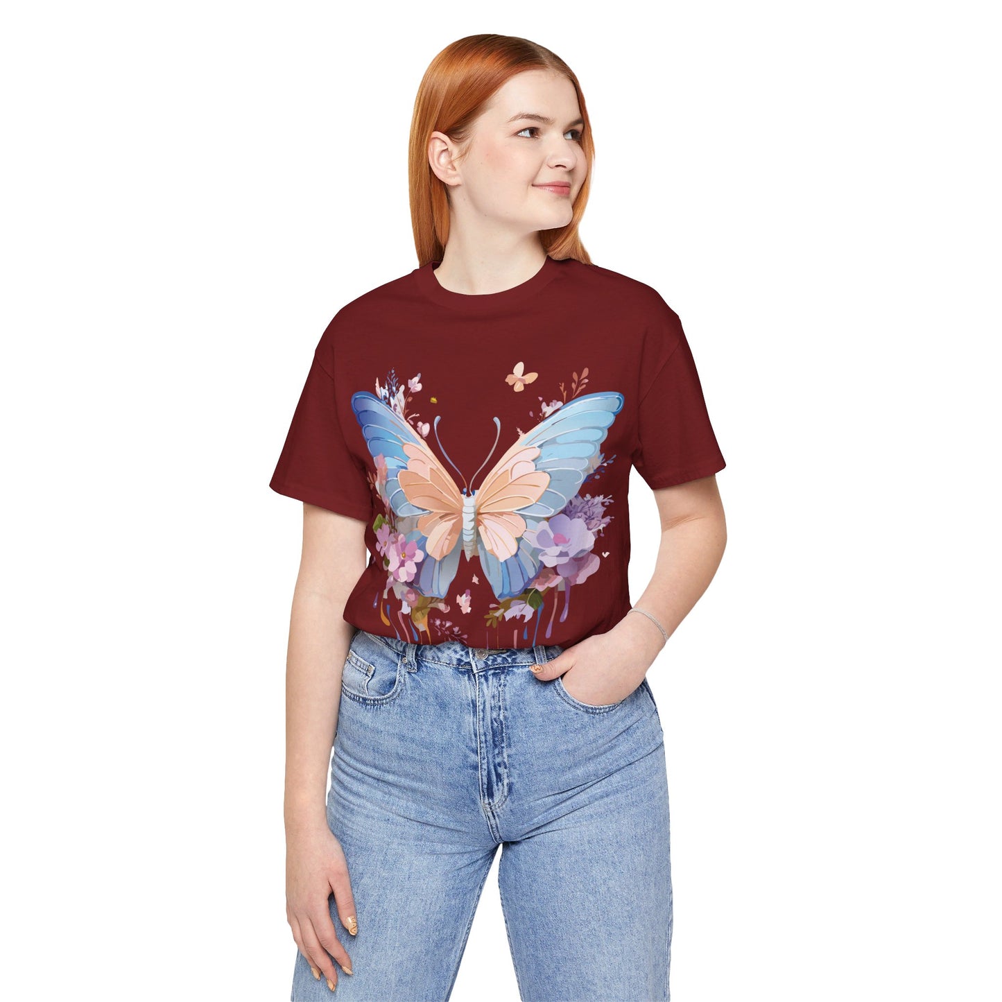 T-Shirt aus natürlicher Baumwolle mit Schmetterling