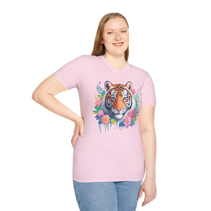 Tiger Themed Unisex Cotton Short Sleeve T Shirt Animal Print Tee