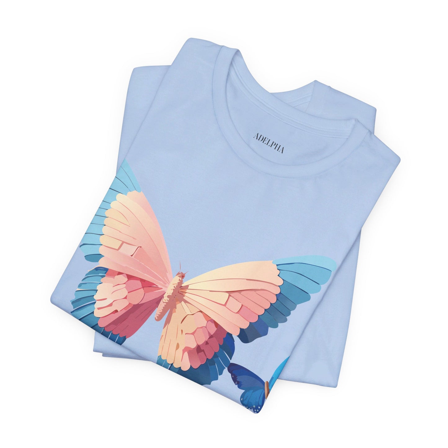 Natural Cotton Tee Shirt with Butterfly