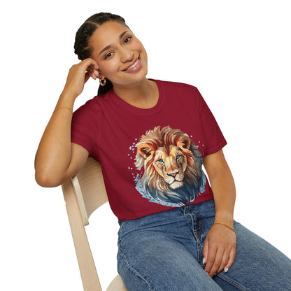 Unisex Lion Shirt Floral Lion Tee Gildan Softstyle 64000 Tee