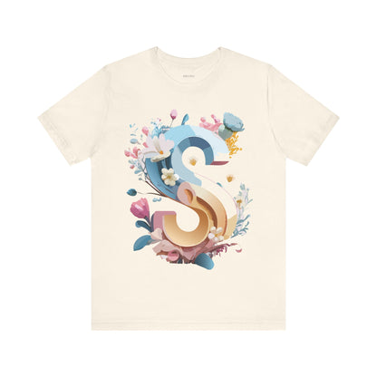 Natural Cotton Tee Shirt - Letters Collection - S Printify