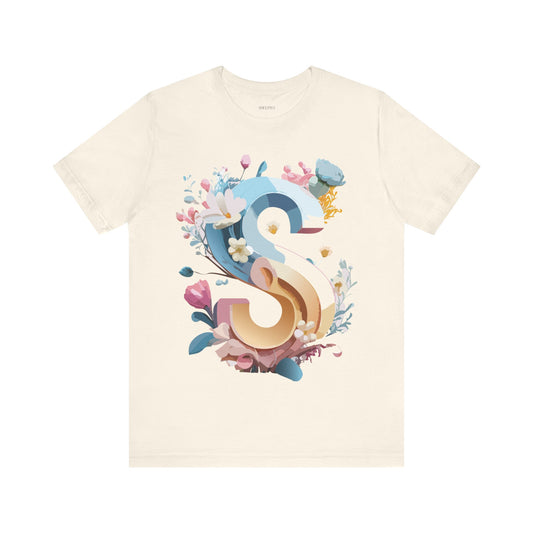 Natural Cotton Tee Shirt - Letters Collection - S