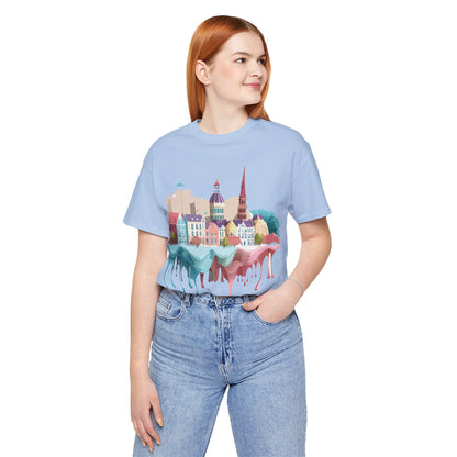 Natural Cotton Tee Shirt - Beautiful Places Collection - Warnemünde and Rostock - Germany Printify