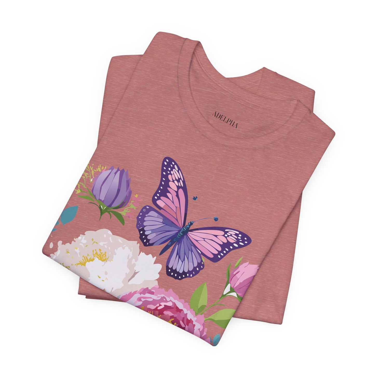 Natural Cotton Tee Shirt with Flowers