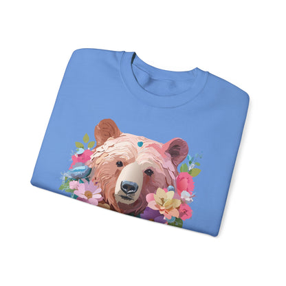Unisex Floral Bear Sweatshirt Art Design Animals Print Gildan 18000