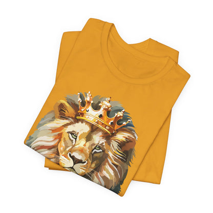 Lion with Crown Tee Unisex Cotton T-Shirt Regal King Lion Illustration, Wildlife Graphic Shirt - 1